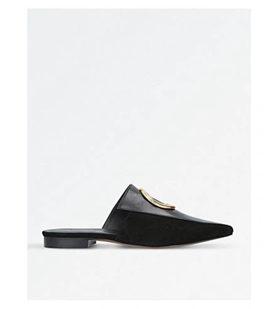Shop Neous Phaius Leather And Suede Pointed Flats In Black