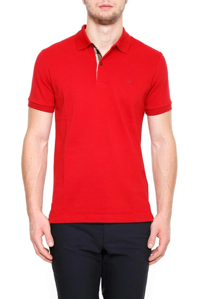 Shop Burberry Oxford Polo Shirt In Military Redrosso