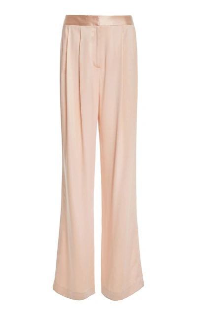 Shop Adam Lippes Silk Charmeuse Pleated Trousers In Pink