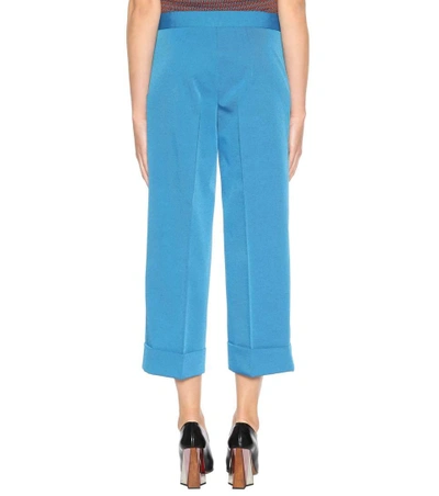 Shop Marni Cropped Wool-twill Trousers In Blue