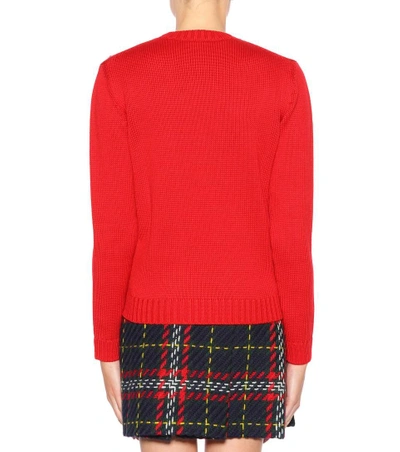 Shop Miu Miu Virgin Wool Sweater In Rosso