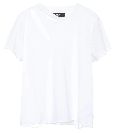 Shop Amiri Slash Cotton T-shirt In White