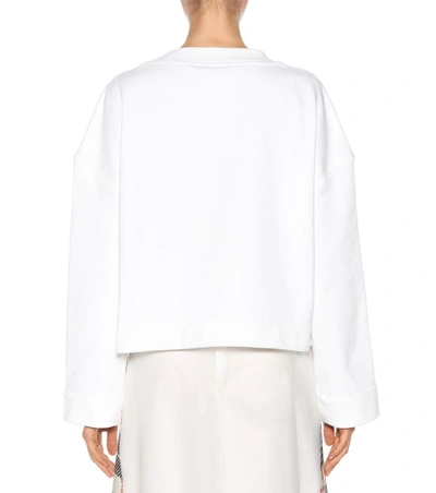 Shop Burberry Embellished Cotton Sweater In White
