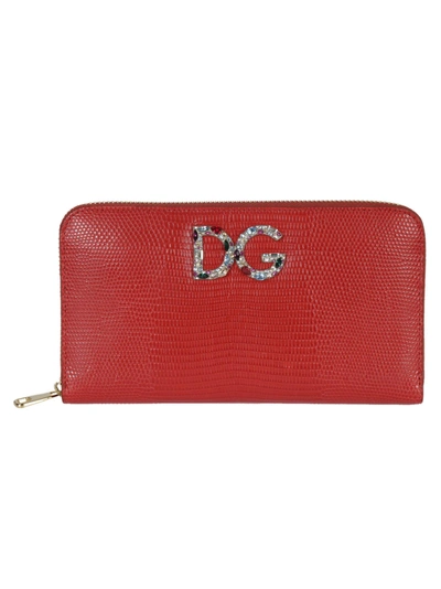 Shop Dolce & Gabbana Logo Zip Around Wallet In Red