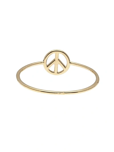 Shop Aurelie Bidermann Thin Peace Sign Ring