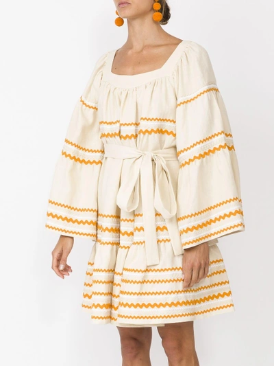 Shop Lisa Marie Fernandez Natural Ric Rac Linen Peasant Dress