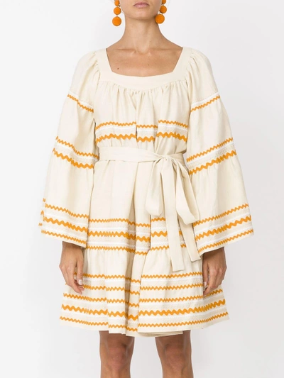 Shop Lisa Marie Fernandez Natural Ric Rac Linen Peasant Dress