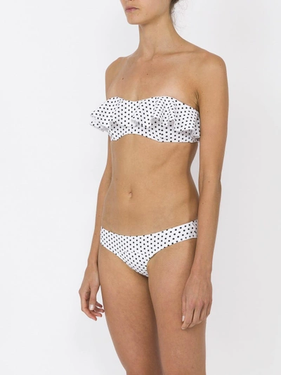 Shop Lisa Marie Fernandez Natalie White Polka Dot Flounce Bikini