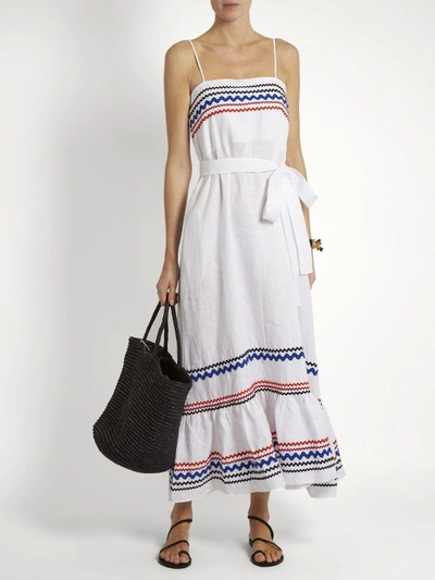 Shop Lisa Marie Fernandez Ric-rac Trimmed Linen Slip Dress
