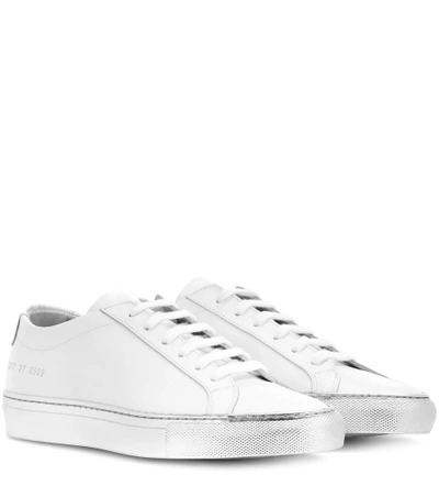 Shop Common Projects Achilles Leather Sneakers In White-silver