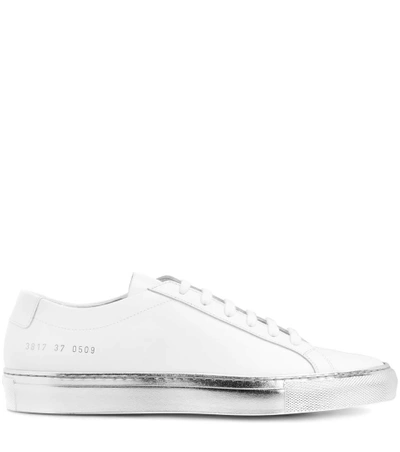 Shop Common Projects Achilles Leather Sneakers In White-silver