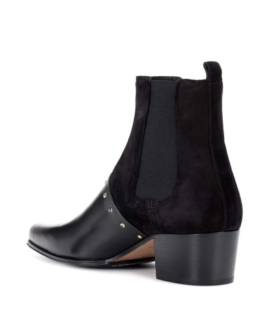Shop Balmain Artemisia Leather And Suede Boots In Black