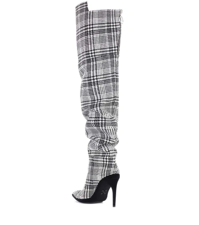 Shop Off-white Plaid Over-the-knee Boots In Multicoloured