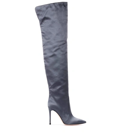 Shop Gianvito Rossi Exclusive To Mytheresa.com - Rennes Satin Over-the-knee Boots In Grey