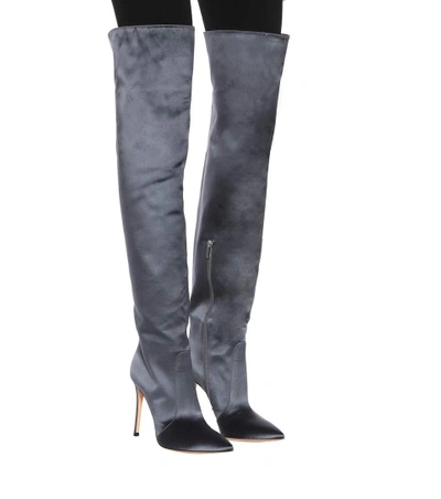 Shop Gianvito Rossi Exclusive To Mytheresa.com - Rennes Satin Over-the-knee Boots In Grey
