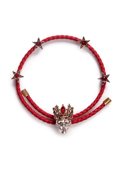 Shop Alexander Mcqueen 'queen' Swarovski Crystal Skull Charm Friendship Bracelet
