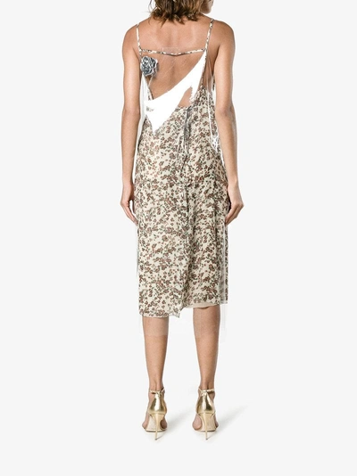 Calvin Klein 205w39nyc Floral Print Midi Dress With Transparent Overlayer In White