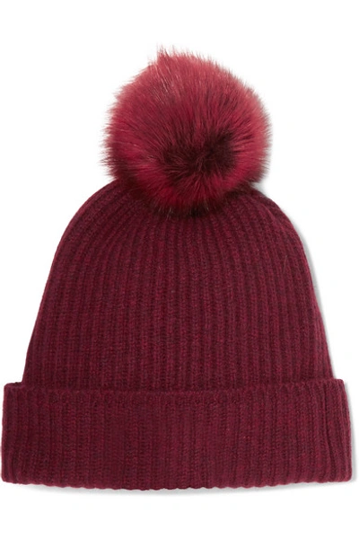 Shop Karl Donoghue Pompom-embellished Ribbed Cashmere Beanie