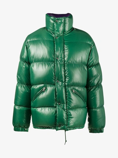 Shop Moncler Green Gloss Puffa Jacket