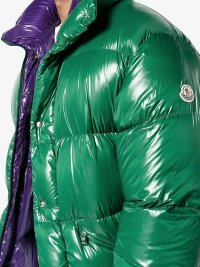 Shop Moncler Green Gloss Puffa Jacket
