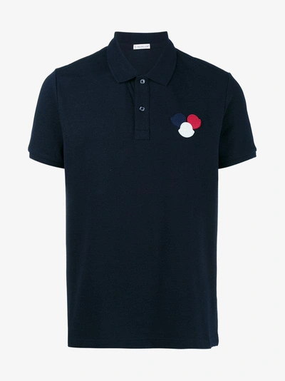 Shop Moncler Navy Polo Shirt With Chest Logo In Blue