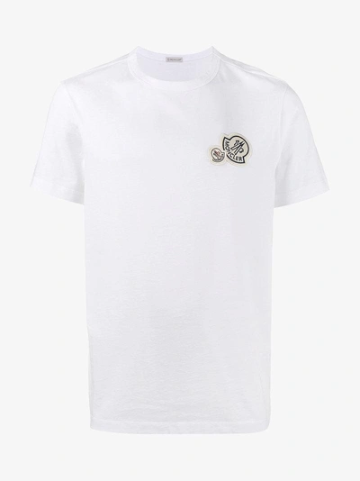 Shop Moncler White T Shirt With Logo Appliqué