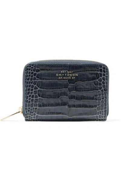 Shop Smythson Mara Croc-effect Leather Wallet