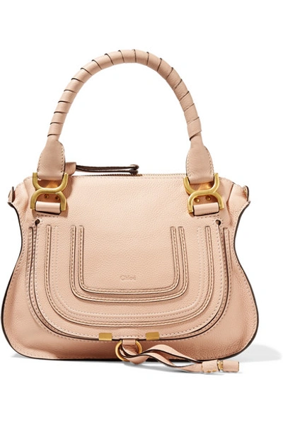 Shop Chloé Marcie Small Textured-leather Tote In Blush