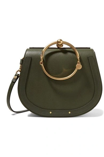 Shop Chloé Nile Bracelet Medium Textured-leather And Suede Shoulder Bag