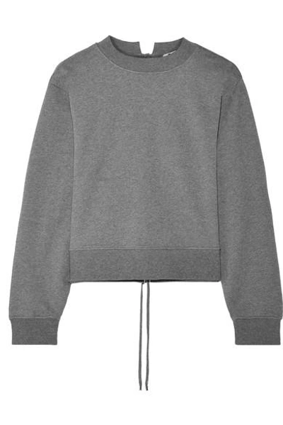 Shop Alexander Wang T Tie-back Cropped French Cotton-terry Sweatshirt In Anthracite