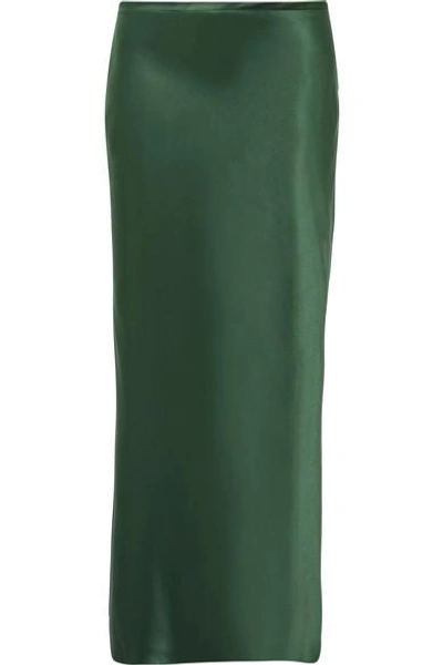 Shop Michael Lo Sordo Silk-satin Midi Skirt In Dark Green