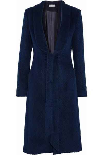 Shop Rebecca Vallance Bava Herringbone Llama And Wool-blend Coat In Navy