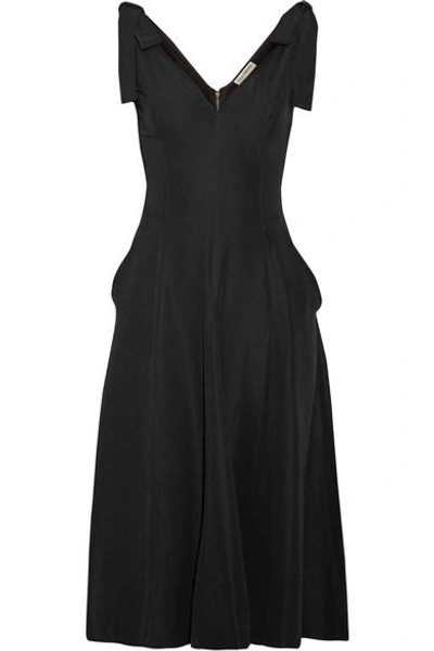 Shop Ulla Johnson Lana Bow-embellished Crepe Dress In Black