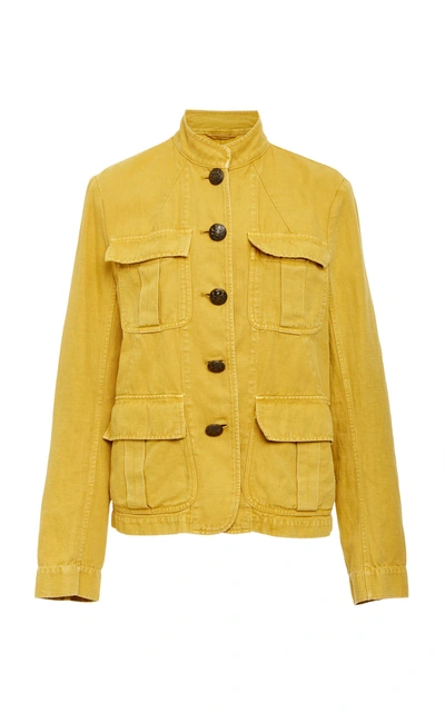 Shop Nili Lotan Cambre Button Up Jacket In Yellow