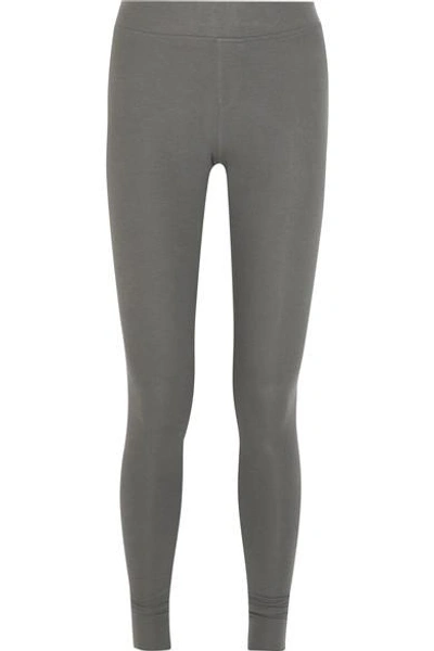 Shop Atm Anthony Thomas Melillo Ribbed Stretch-micro Modal Leggings In Gray