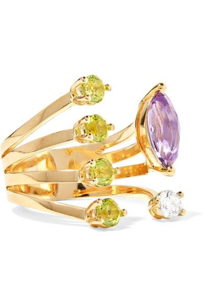 Shop Delfina Delettrez 18-karat Gold Multi-stone Ring