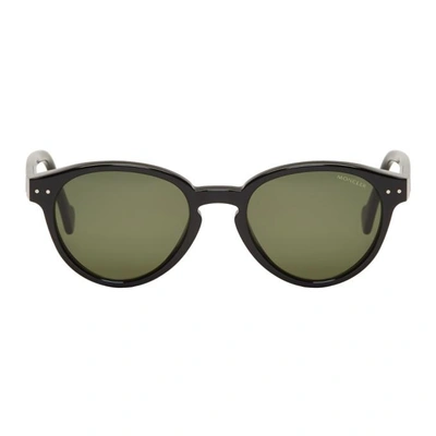 Shop Moncler Black Ml0012 Sunglasses In 01nshinyblk