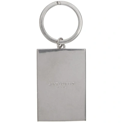 Shop Saint Laurent Silver Flag Keychain