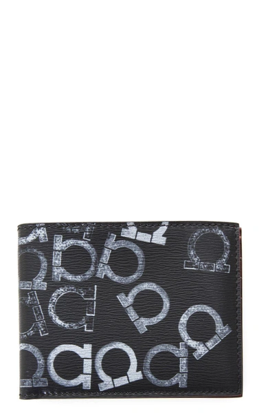 Shop Ferragamo Capsule Saffiano Leather Leather Wallet In Black-grey