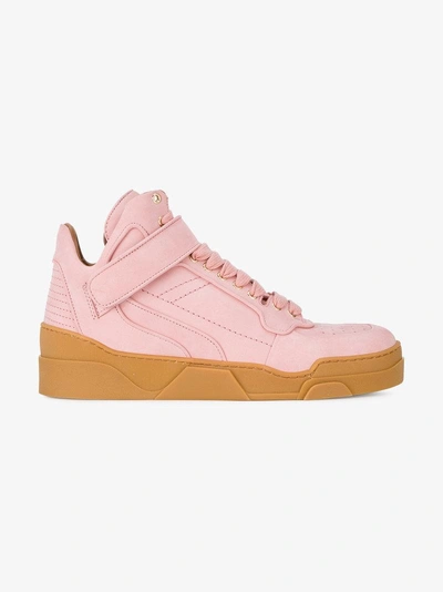 Shop Givenchy Pink Suede Tyson Mid Top Sneakers In Pink & Purple