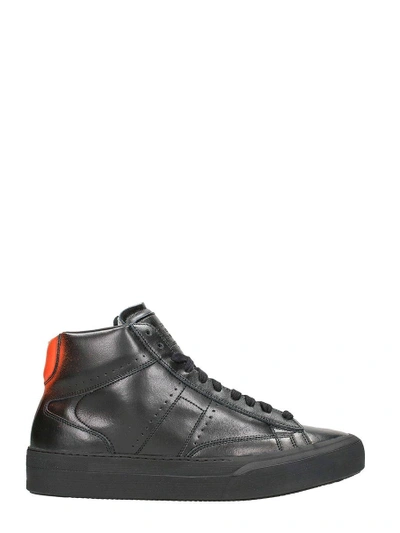 Shop Maison Margiela Mid Black Leather Sneakers