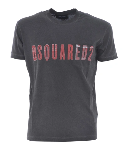 Shop Dsquared2 Logo Printed T-shirt In Grigio Scuro