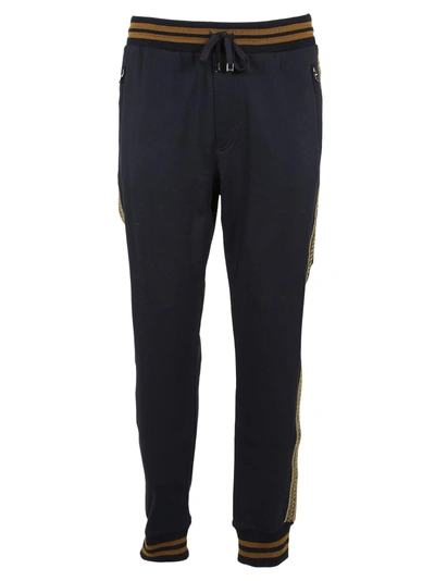 Shop Dolce & Gabbana Metallic Detail Track Pants In Blue