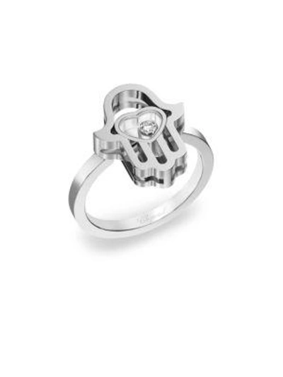 Shop Chopard Women's Happy Diamonds & 18k White Gold Ring