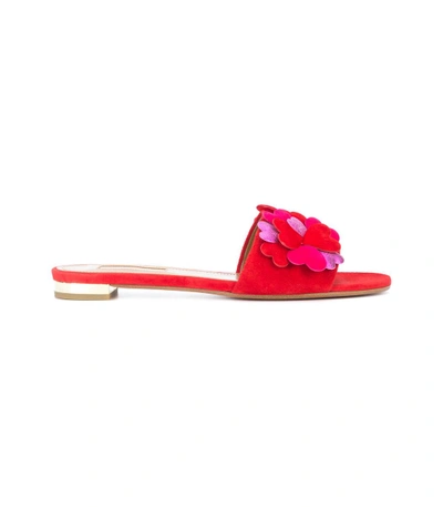 Shop Aquazzura Pink Happy Hearts Slide