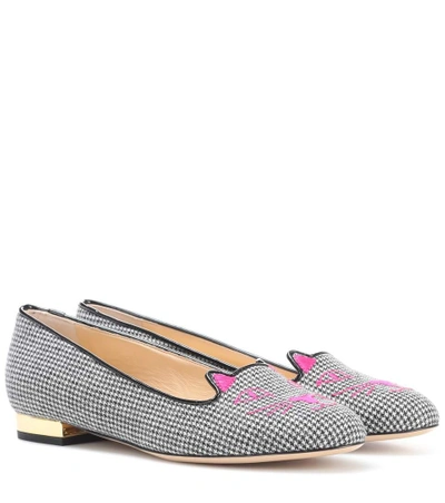 Shop Charlotte Olympia Kitty Flat Ballerinas In Houedstooth