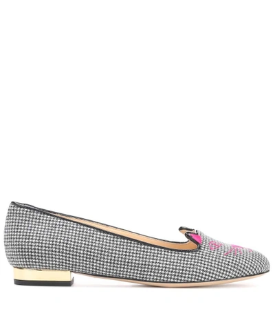Shop Charlotte Olympia Kitty Flat Ballerinas In Houedstooth