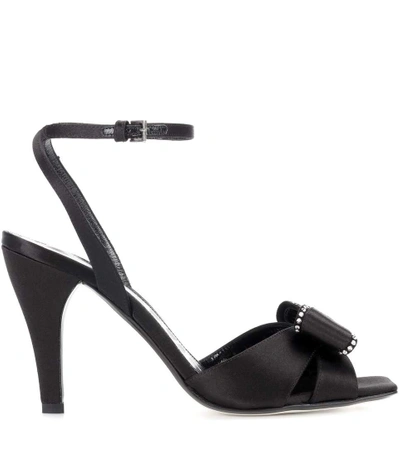 Shop Loewe Embellished Satin Sandals In Black