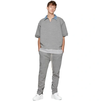 Shop Fear Of God Grey Terry V-neck Polo