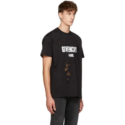 Shop Givenchy Black Distressed Logo T-shirt In 001 Black